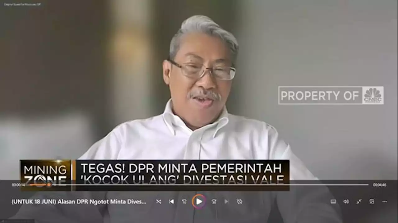 Alasan DPR 'Ngotot' Minta Divestasi Vale Lebih Dari 11%