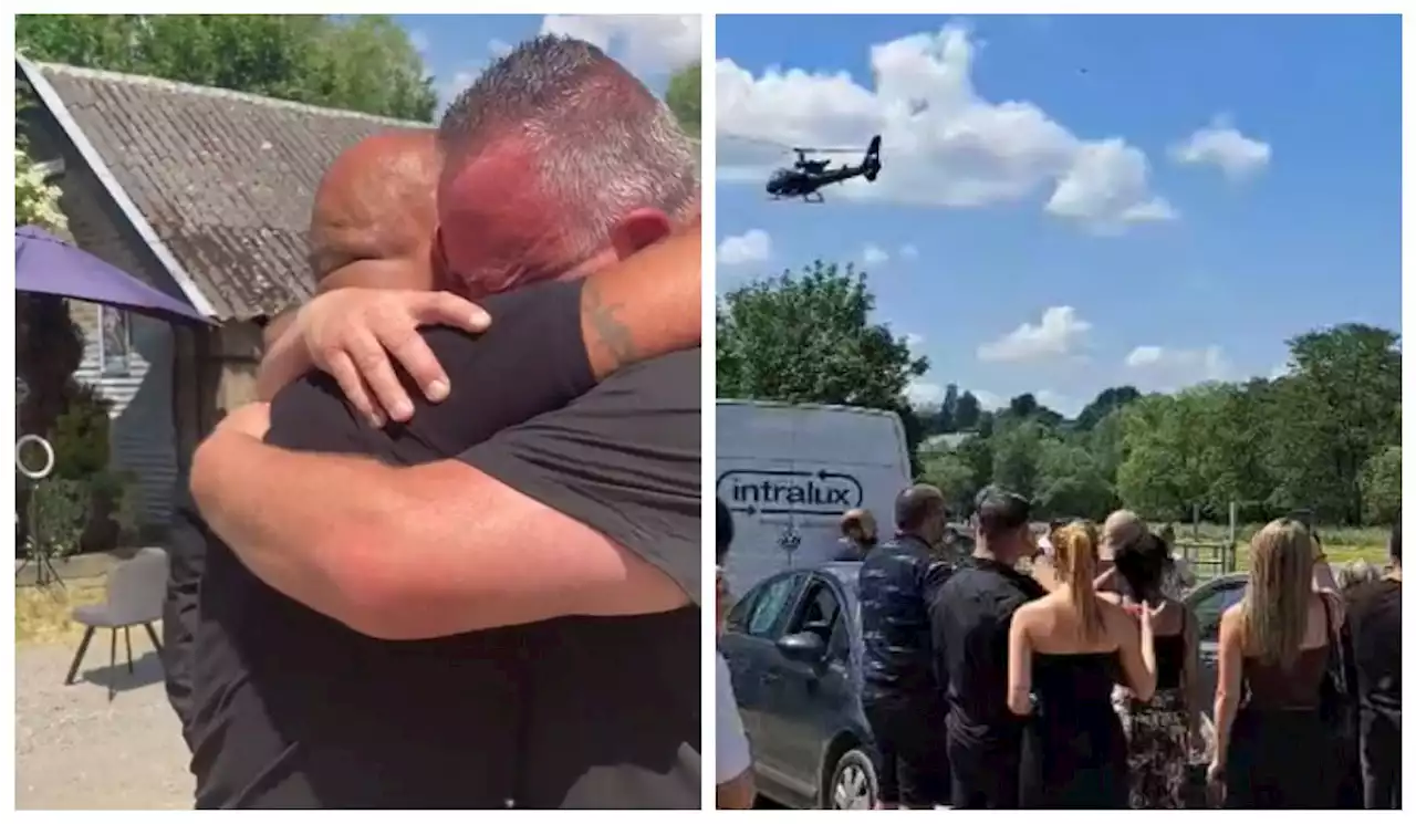 Homem finge a própria morte e chega ao funeral de helicóptero; veja