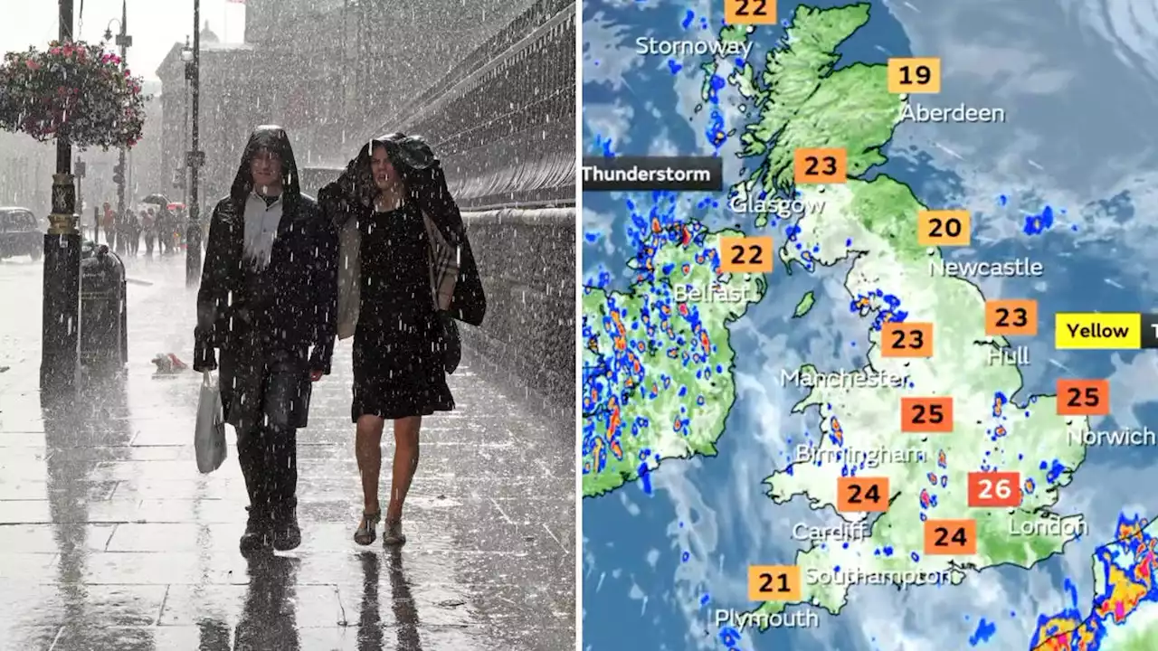 Thunderstorms and torrential rain to sweep across UK as weather warning issued for flash flooding