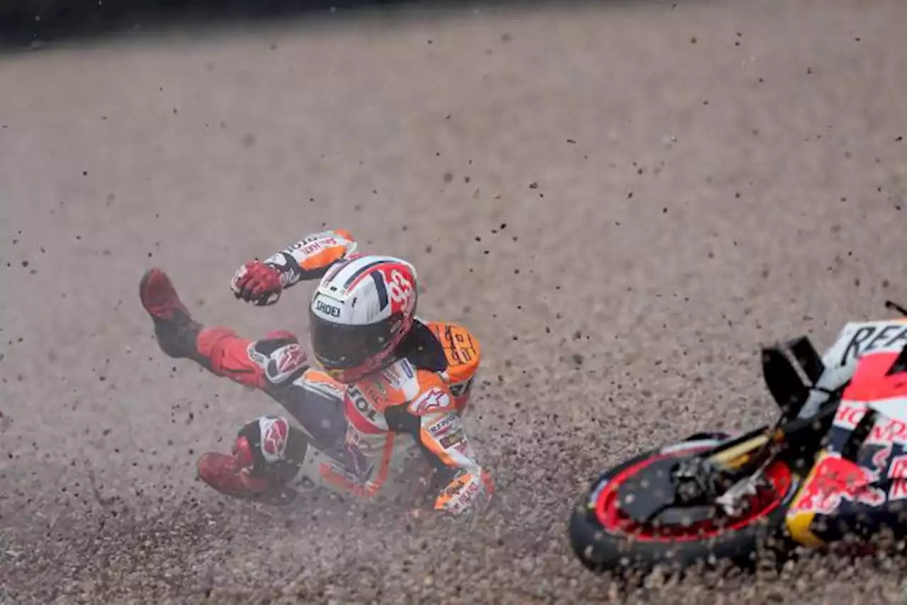 Marc Marquez chute encore pendant le warm-up du Grand Prix d'Allemagne