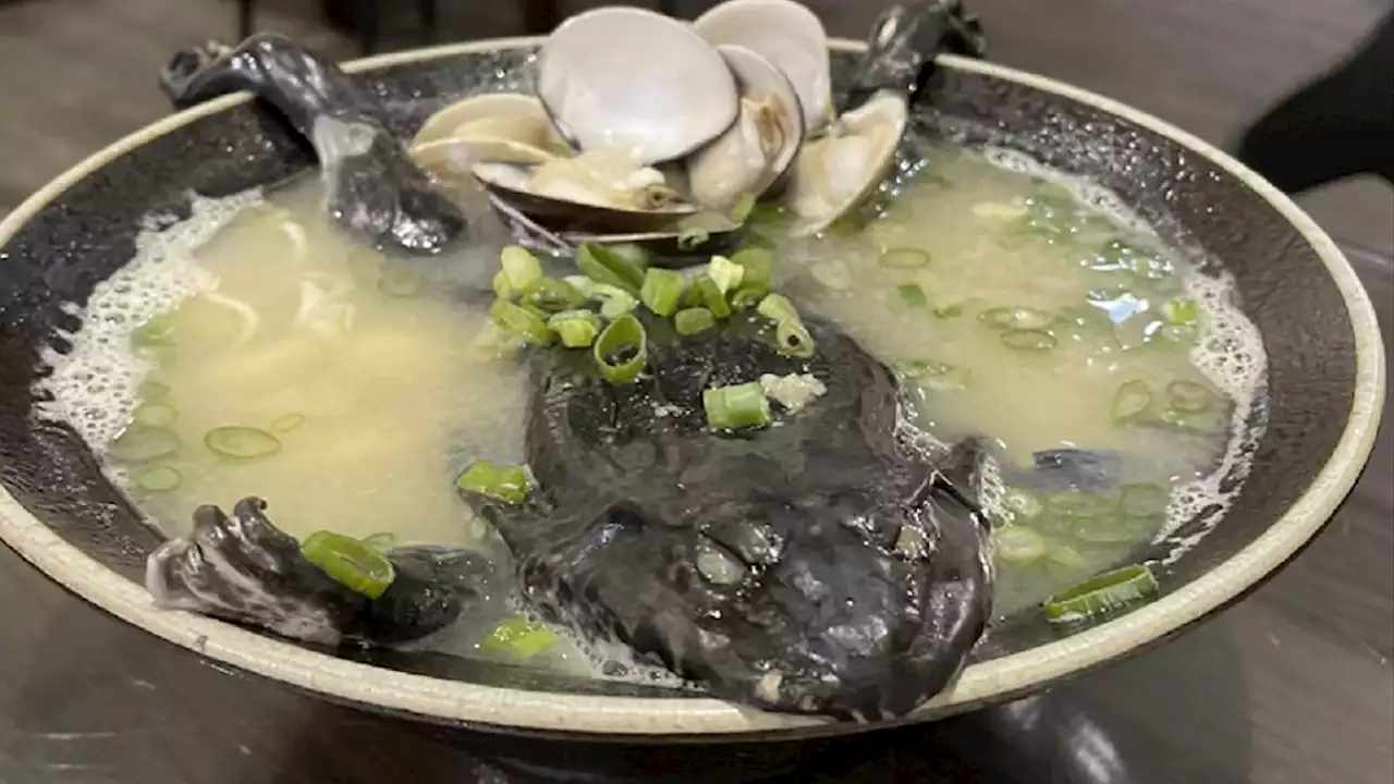 Taiwanese ramen shop launches ramen with whole unpeeled frog on top