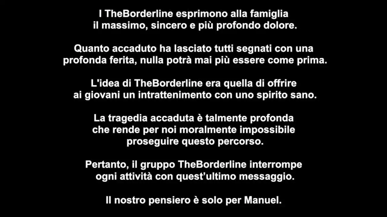 Incidente Casal Palocco, TheBorderline chiudono: 'Nostro pensiero è solo per Manuel'