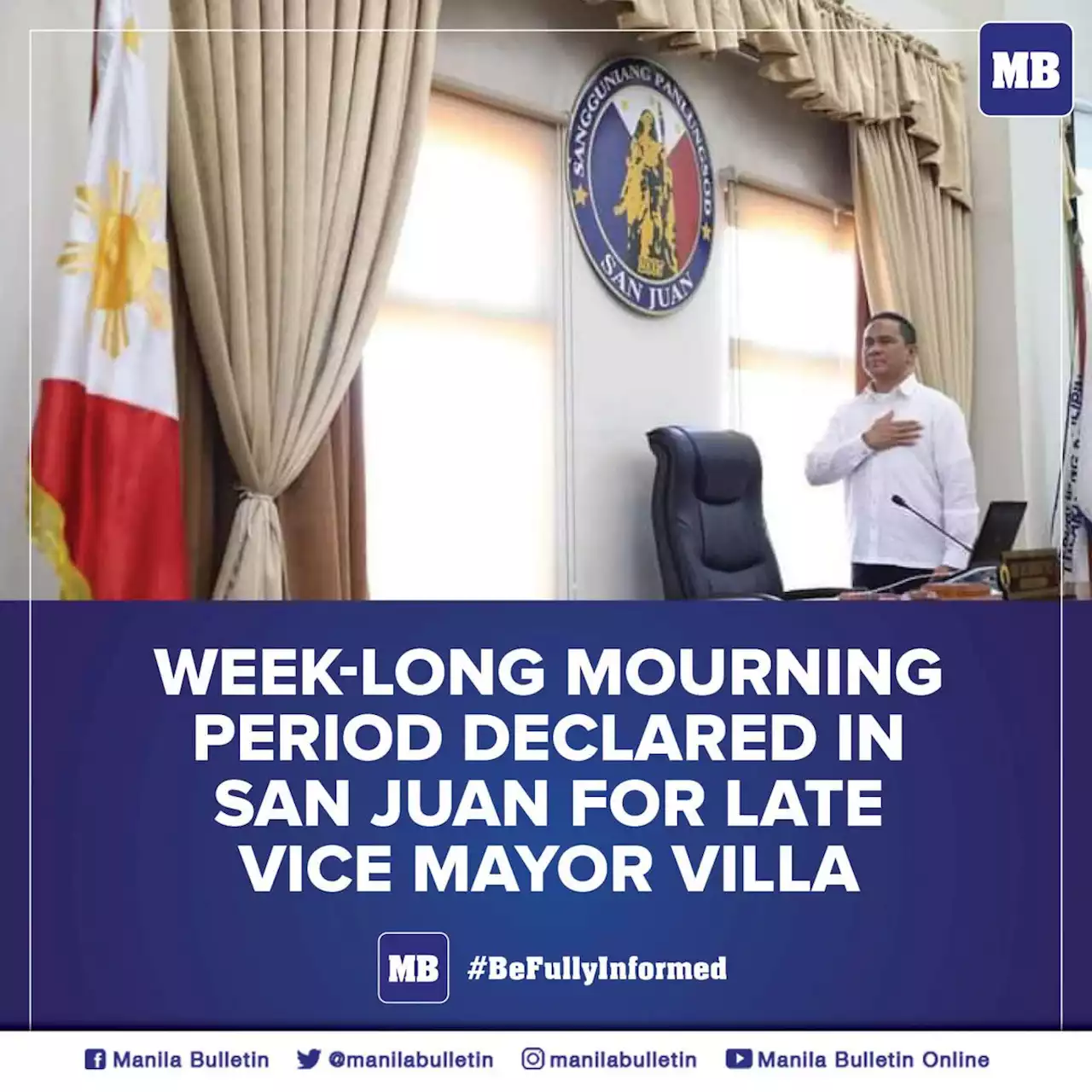 Week-long mourning period declared in San Juan for late Vice Mayor Villa