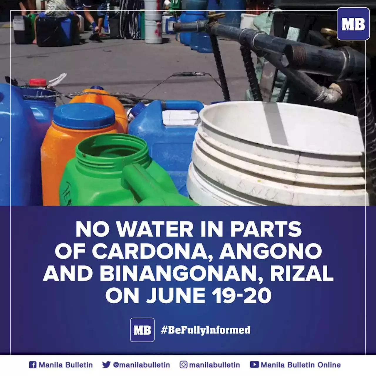 No water in parts of Cardona, Angono and Binangonan, Rizal on June 19-20