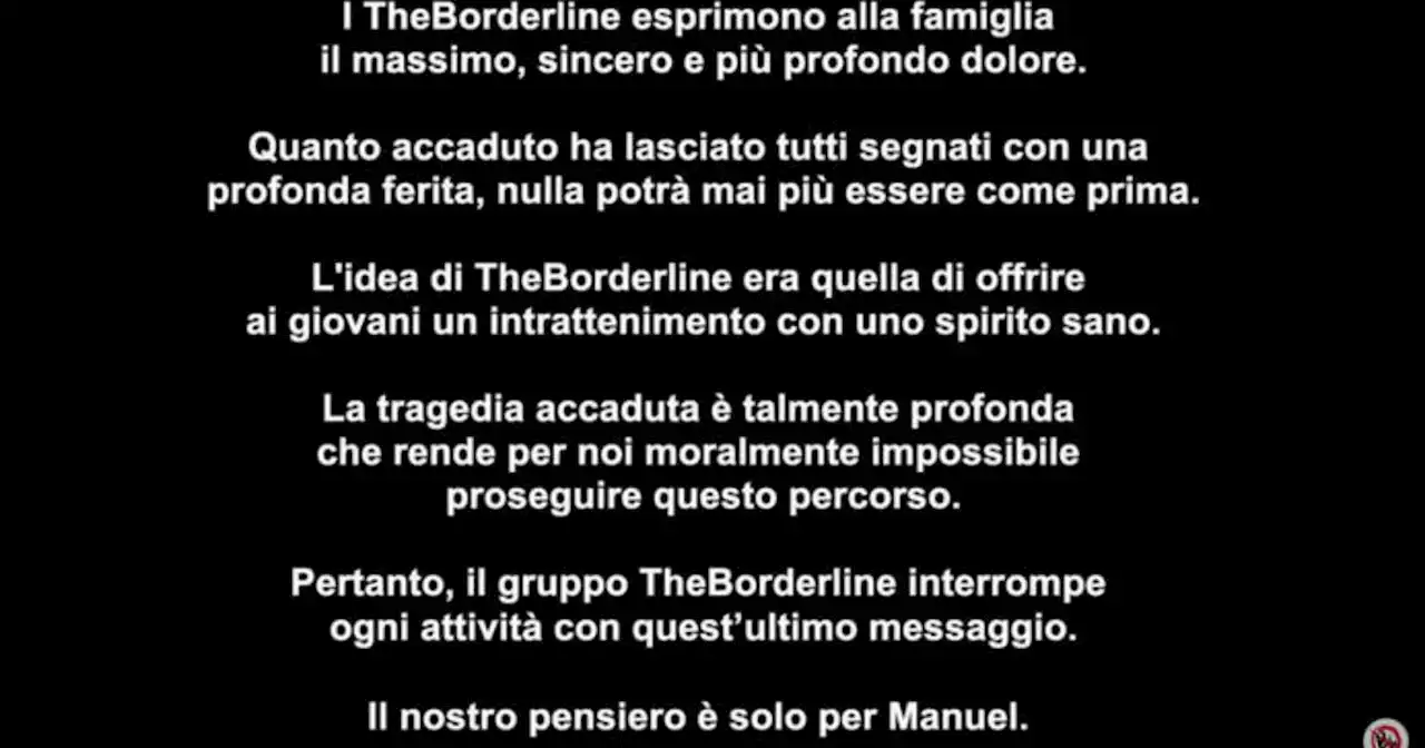 Chiude il canale TheBorderline: dolore per la morte di Manuel