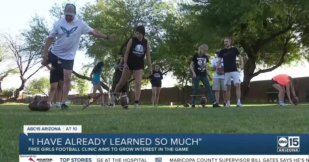 Current and former NFL players hold girls' football clinic in Chandler