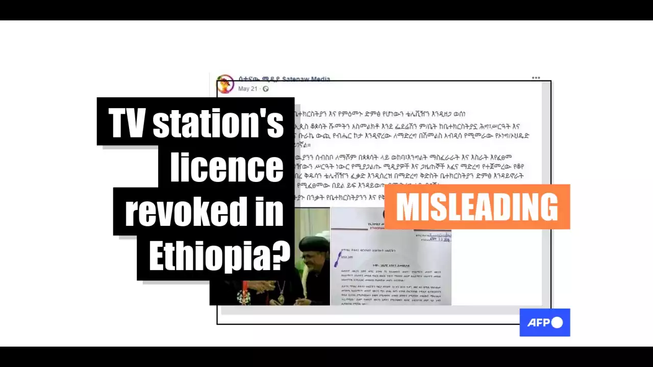 Misleading post claims Ethiopian religious TV station licence was shut down