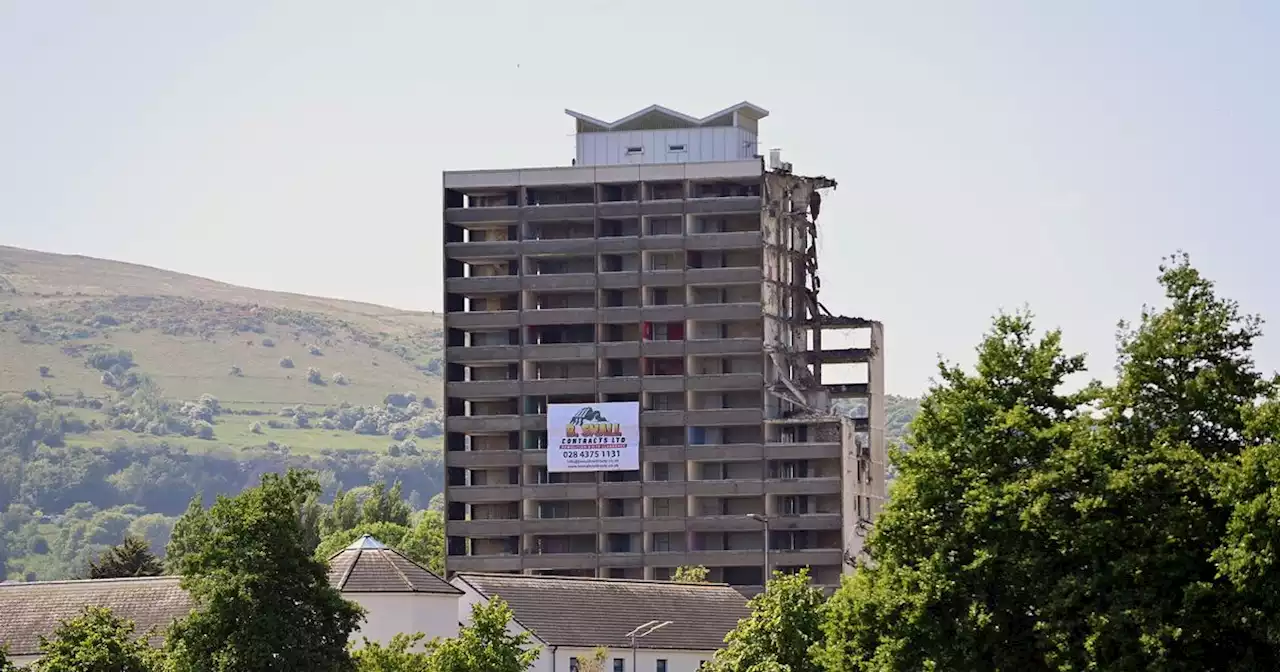 In pictures: Demolition of iconic Co Antrim tower block begins