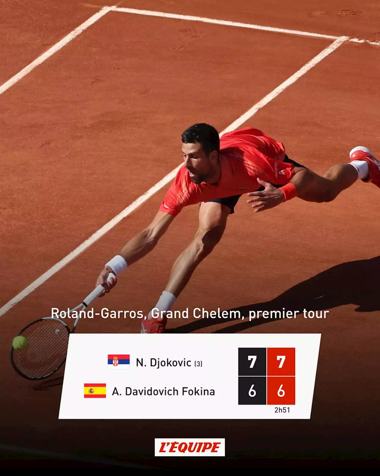 Novak Djokovic - Alejandro Davidovich Fokina, Grand Chelem, Roland-Garros, Troisième tour, Vendredi 02 juin 2023