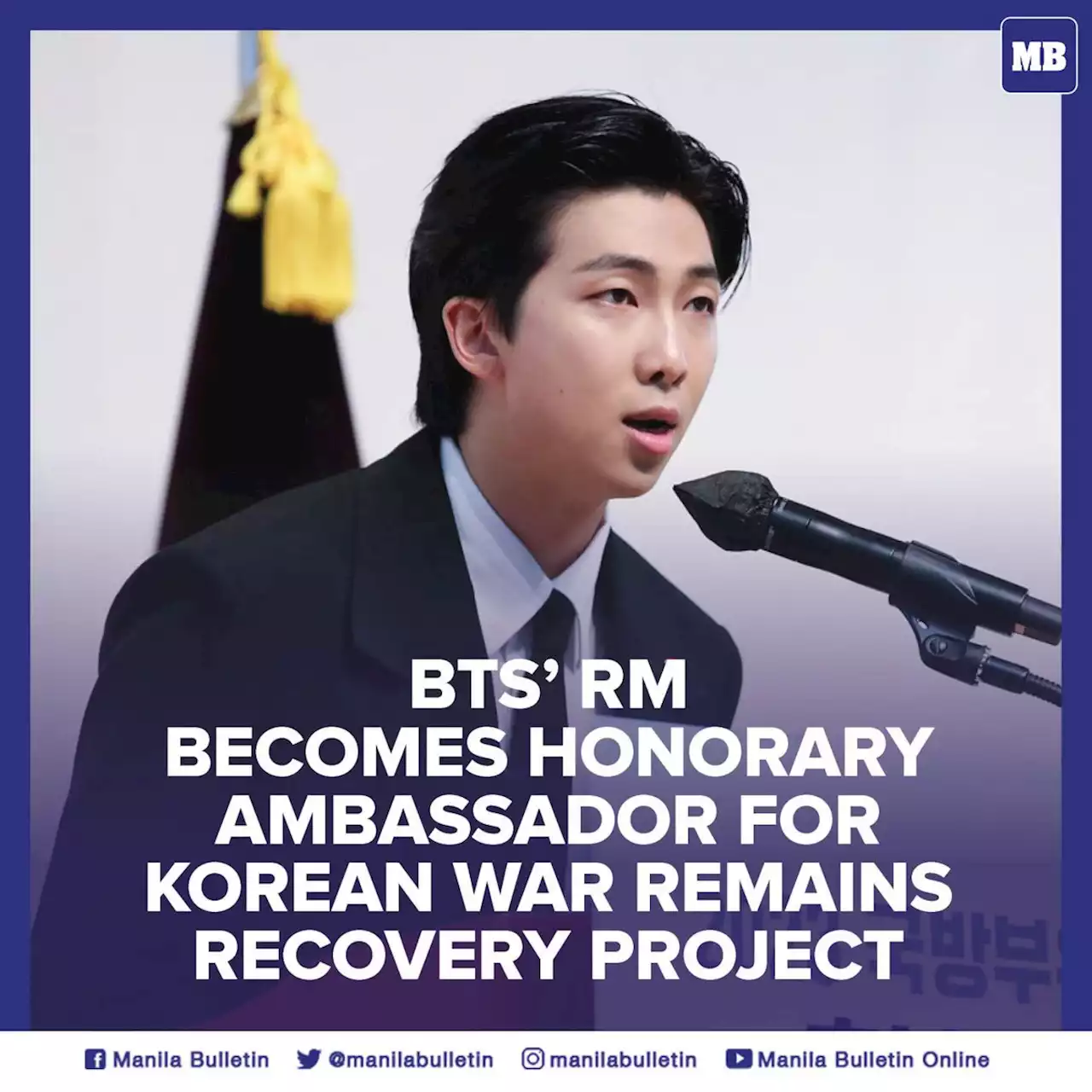 BTS’ RM becomes honorary ambassador for Korean War remains recovery project