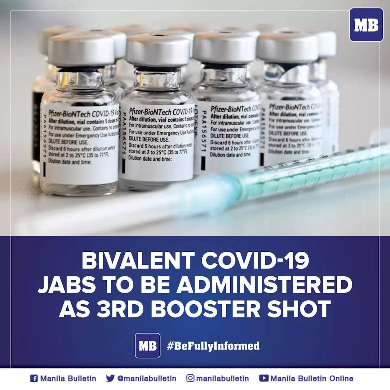 Bivalent Covid-19 jabs to be administered as 3rd booster shot, says DOH