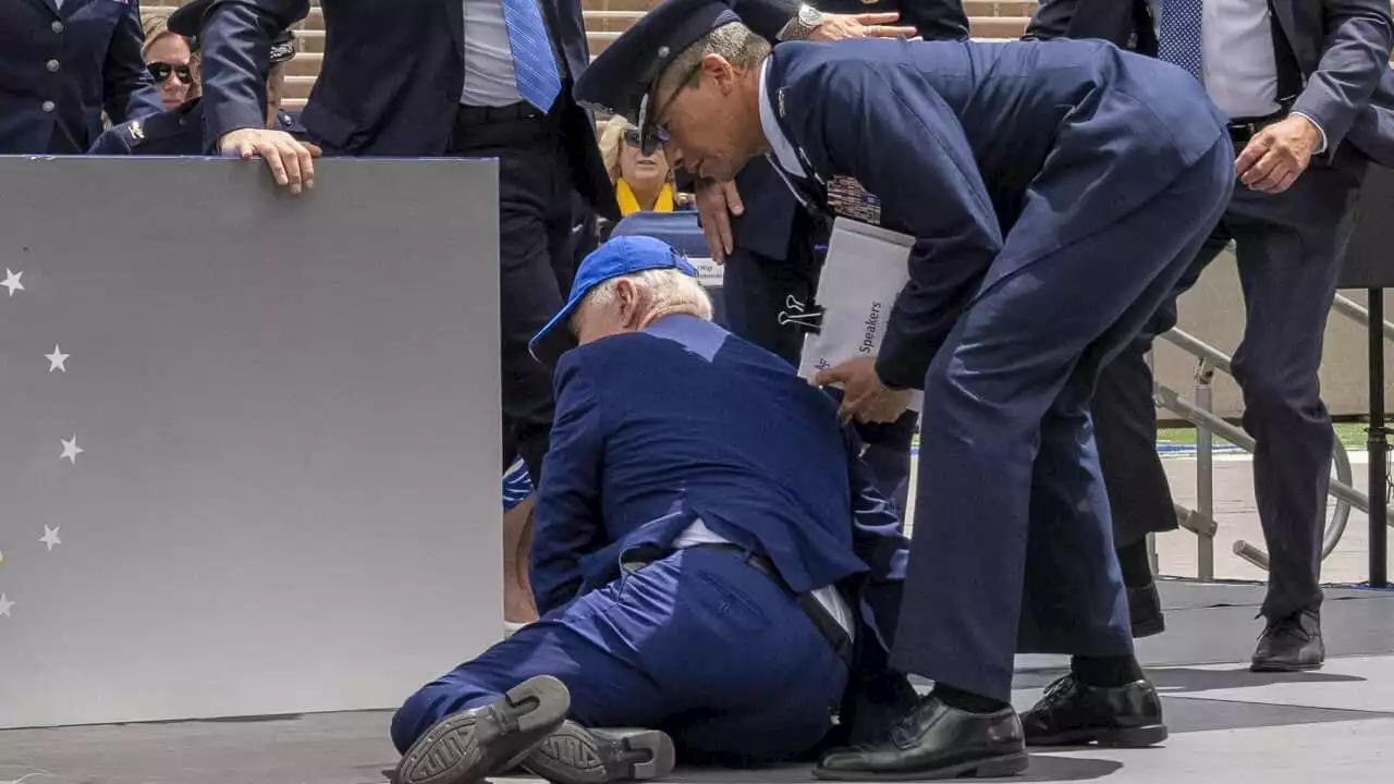 Joe Biden took a tumble during Air Force graduation ceremony