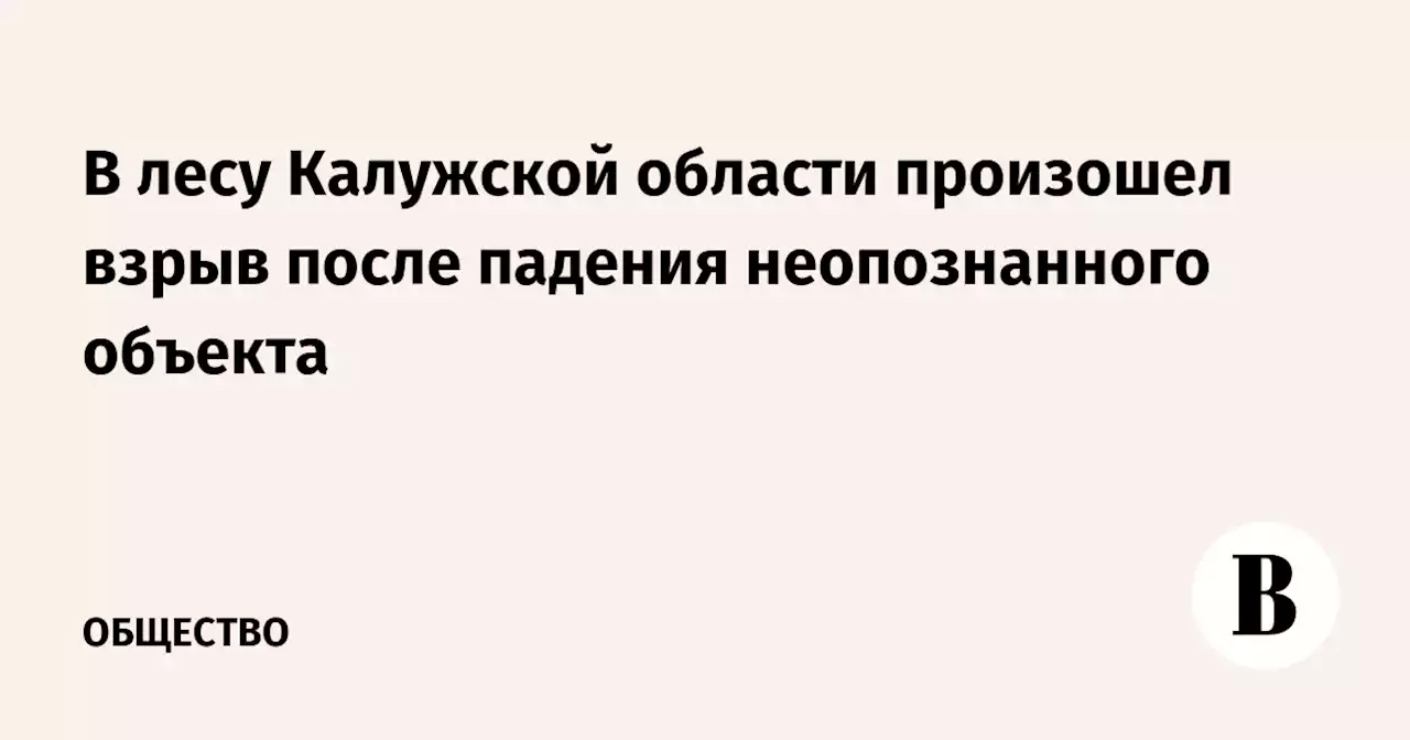 В лесу Калужской области произошел взрыв после падения неопознанного объекта