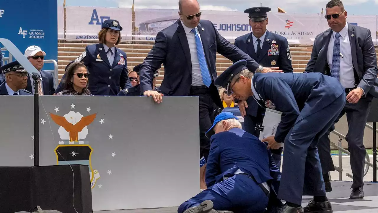 Biden says he got 'sandbagged' after he tripped and fell onstage at Air Force graduation