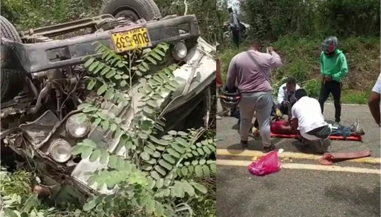 Camión se fue a un abismo en Tubará: un muerto y un herido