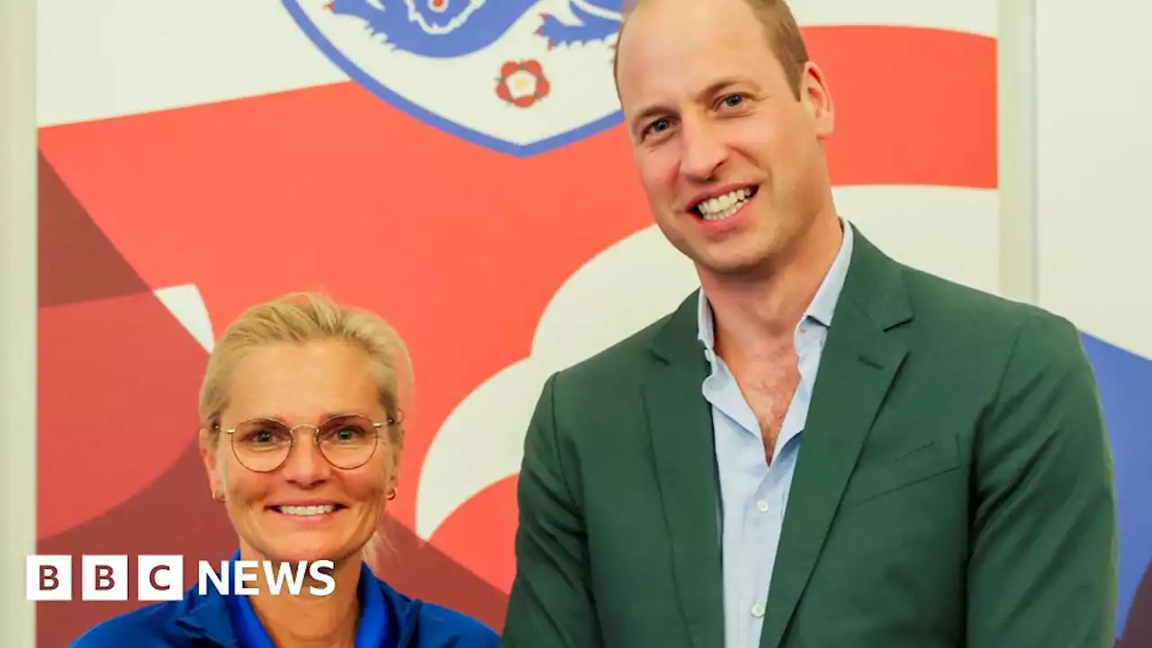 In pictures: Prince William in good luck visit to England Women's team