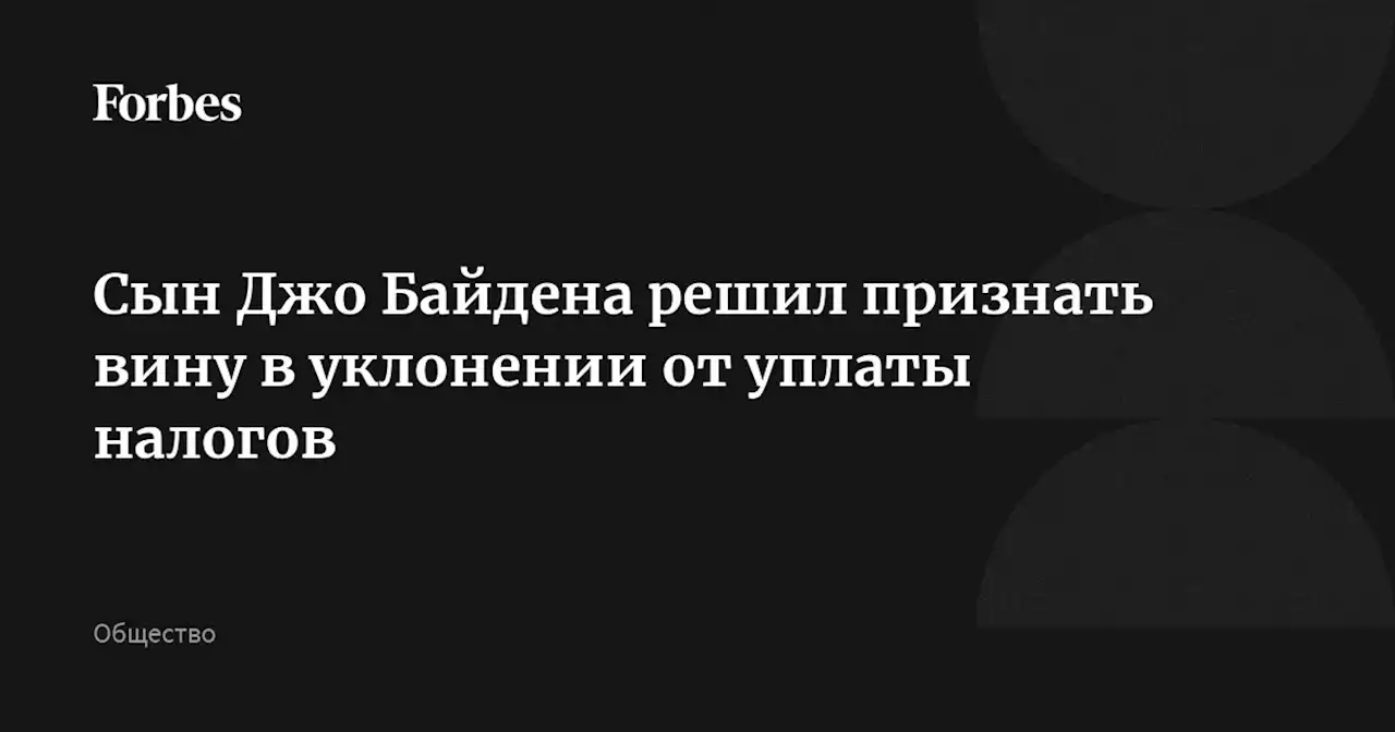 Сын Джо Байдена решил признать вину в уклонении от уплаты налогов