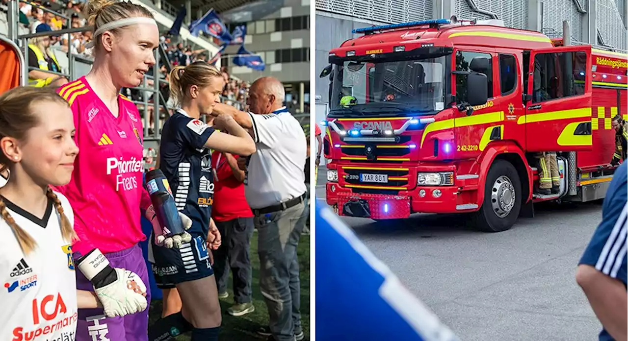 Dramat i damallsvenskan: Avspark uppskjuten efter brandlarm