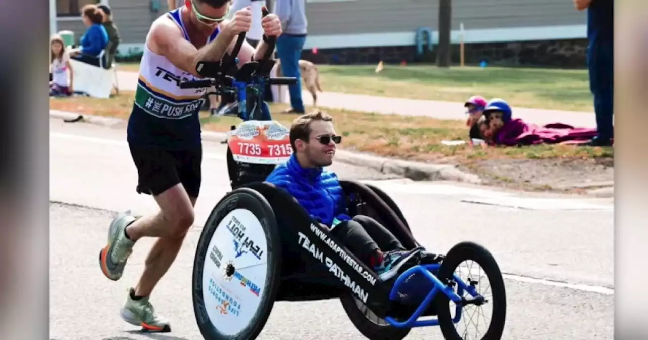 Duo breaks world record for fastest marathon pushing a wheelchair