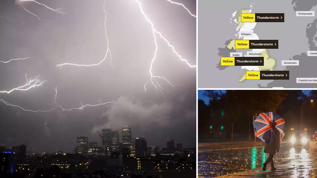 Fresh thunderstorm warnings for 32 areas in UK