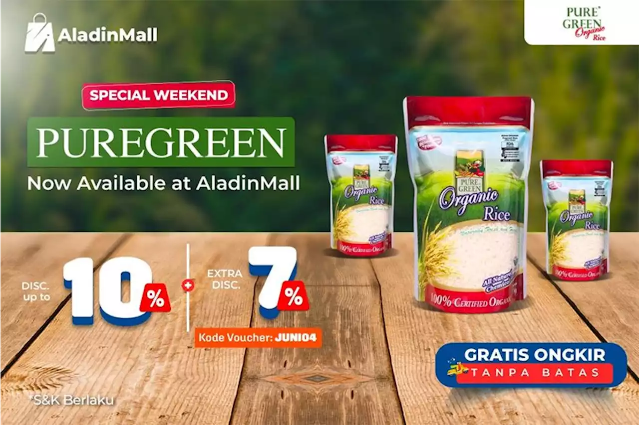 Beras Organik Puregreen Resmi Hadir di AladinMall, Dapatkan Diskon Spesial + Gratis Ongkir!