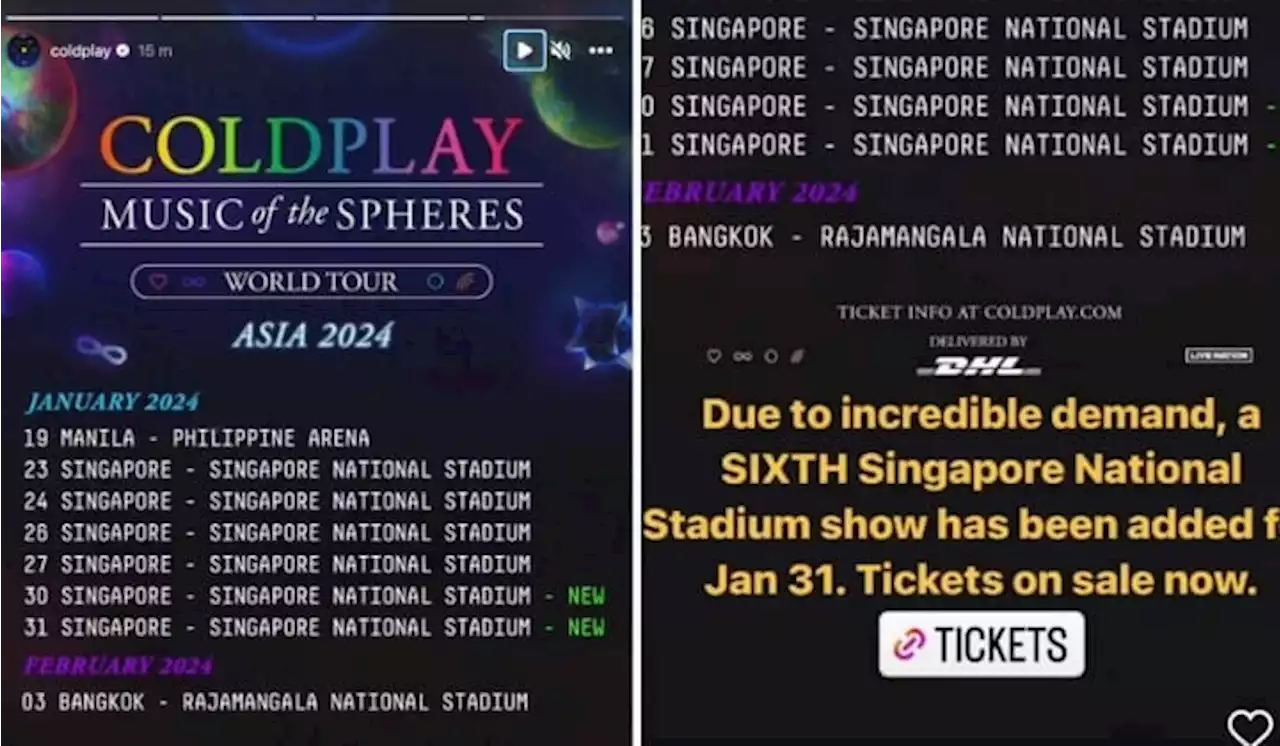 Malaysians, Coldplay Adds 6th Show In Singapore, For Real | TRP