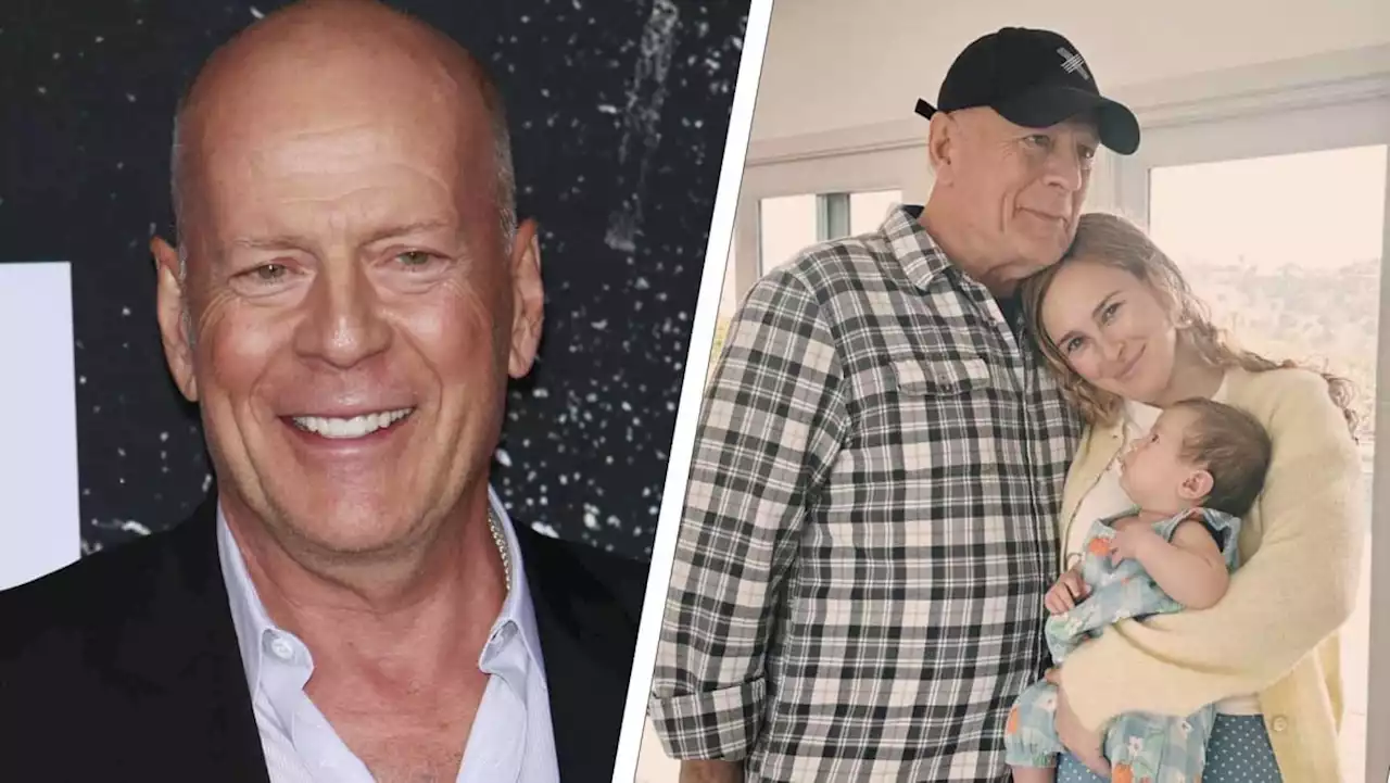 Heartwarming moment: Bruce Willis pictured for first time holding new granddaughter