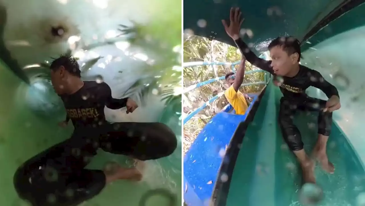 #trending: Viral TikTok video of man getting stuck on water slide in Malaysia 'unlocks' new fear for netizens