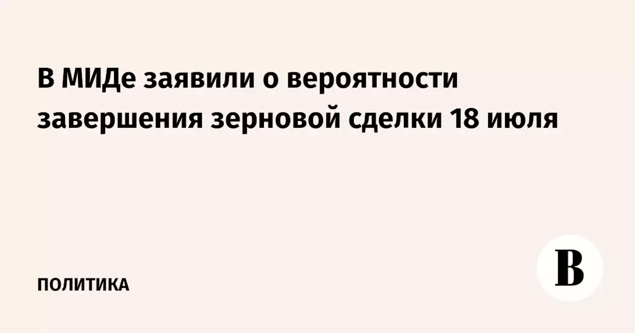 В МИДе заявили о вероятности завершения зерновой сделки 18 июля