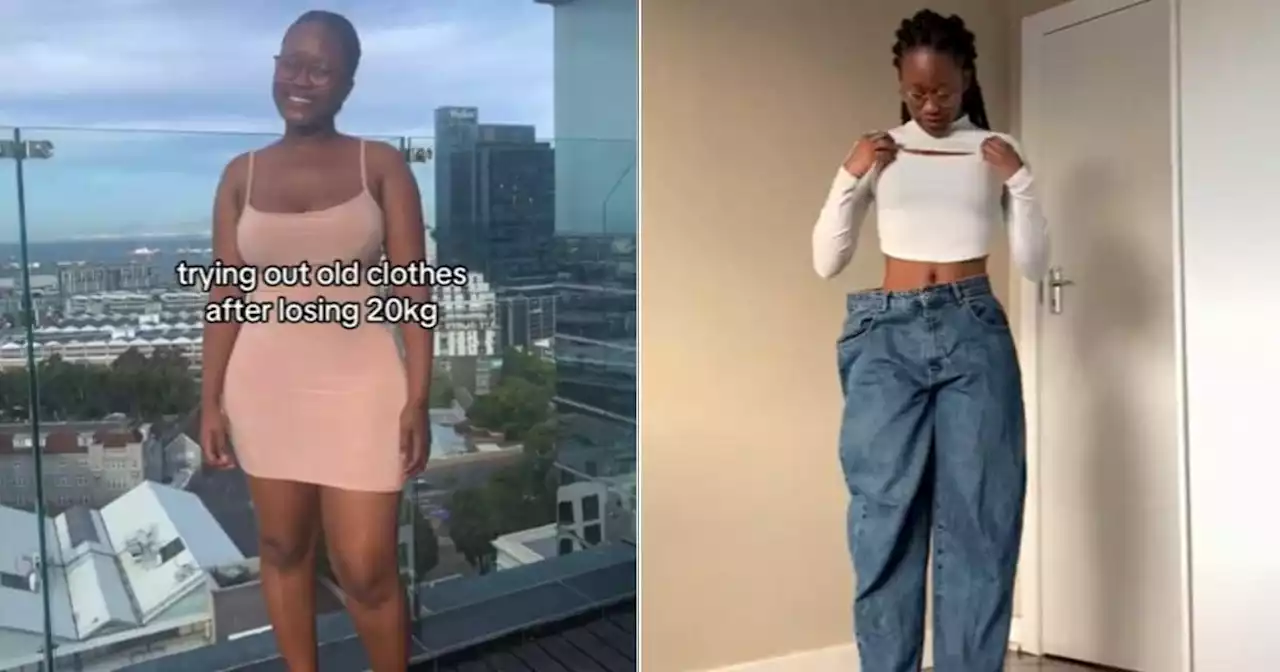 '10/10 before and after': Lady loses 20kg, amazes SA as she tries on old clothes