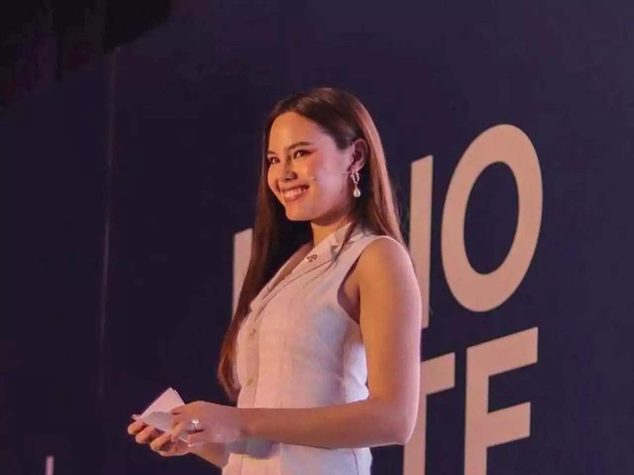 Catriona Gray speaks before future international students at education event