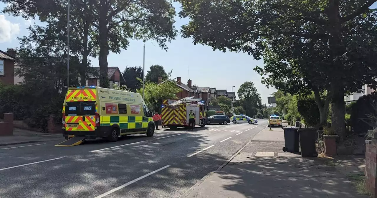 Emergency services block main road as four people left injured in car crash