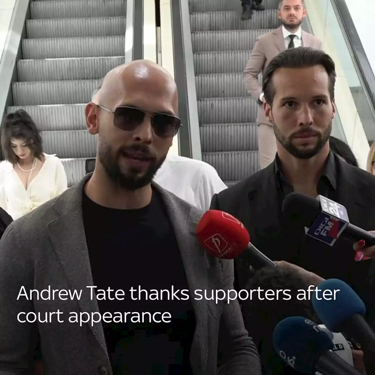 Andrew Tate thanks supporters after court appearance in Bucharest