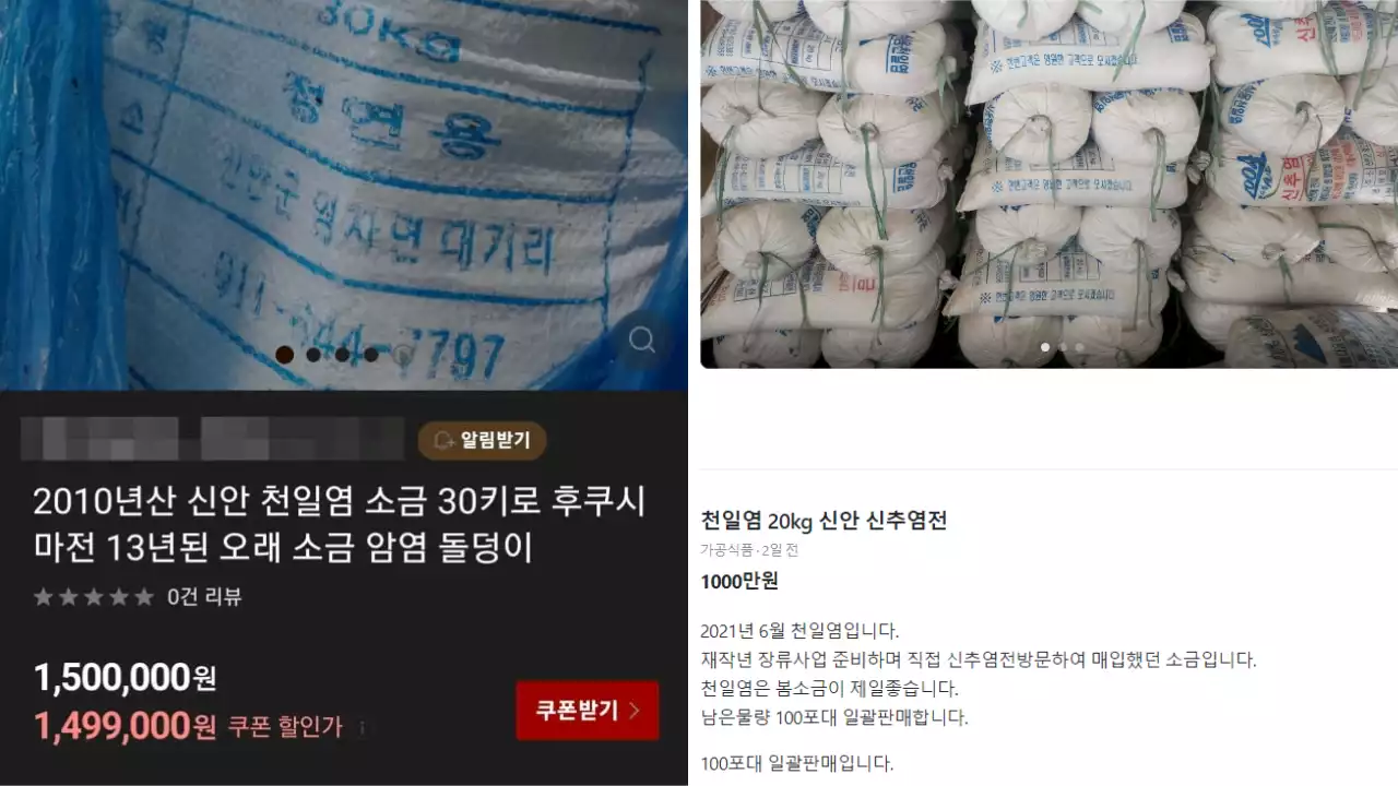 '후쿠시마 원전 사고 이전 생산된 소금 150만 원에 팝니다'