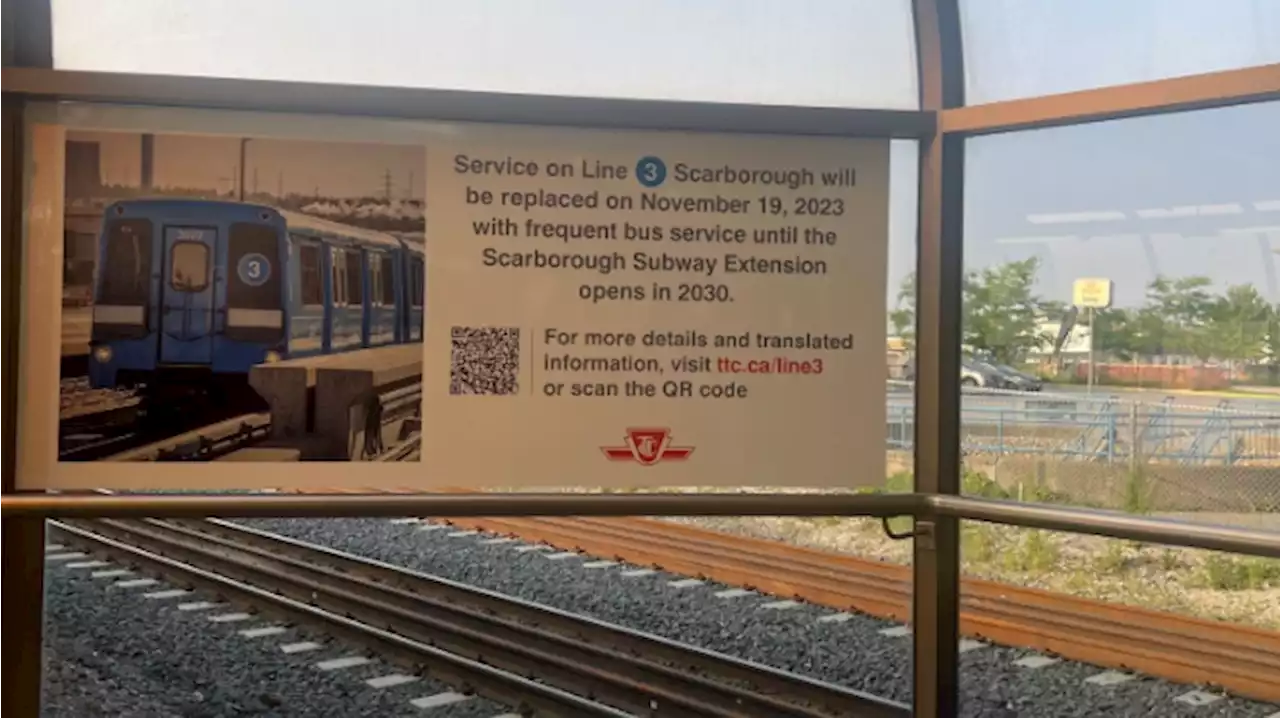 TTC begins posting signs to warn riders about Scarborough RT closure this fall