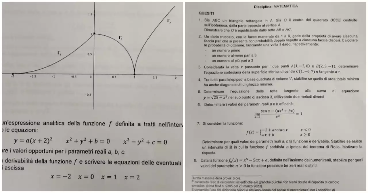 Maturità 2023, il Teorema di Rolle e lo studio degli zeri di una funzione per lo scientifico. I professori: 'Prova fattibile'. Ma sui social scoppia la polemica - Il Fatto Quotidiano