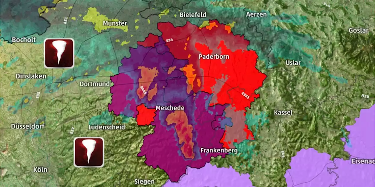 Tornado-Gefahr in NRW und Nordhessen - Höchste Alarmstufe in zwölf Kreisen