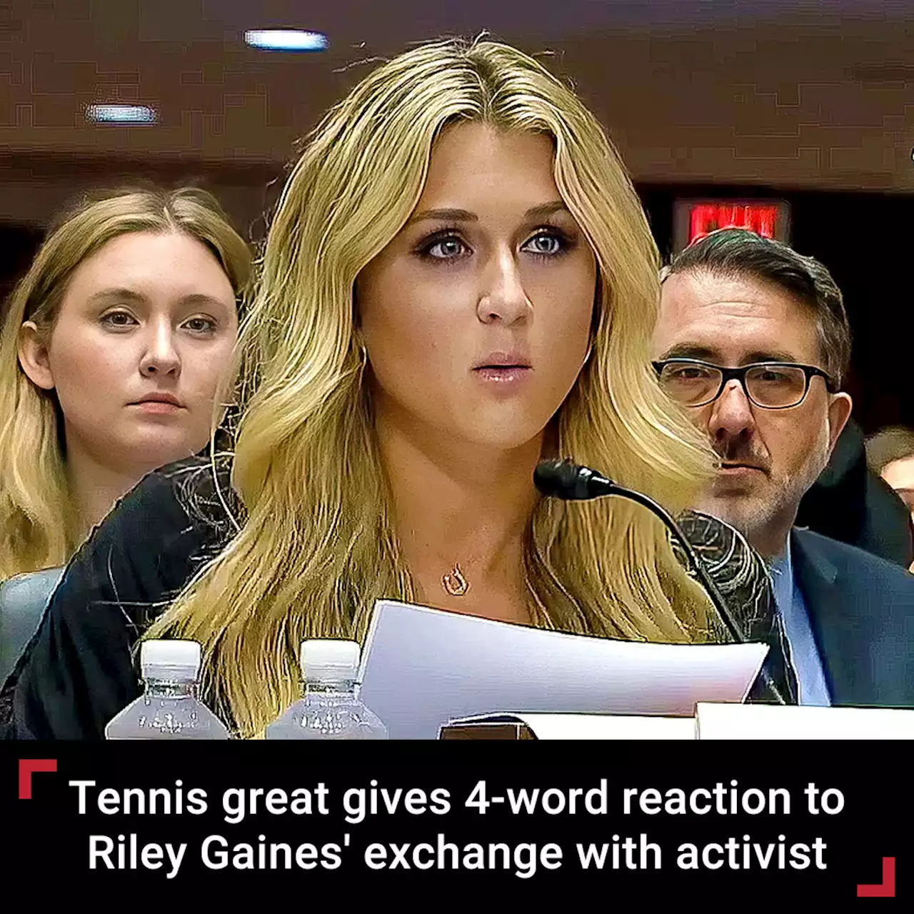 Tennis great Martina Navratilova gives four-word reaction to Riley Gaines' exchange with activist at hearing