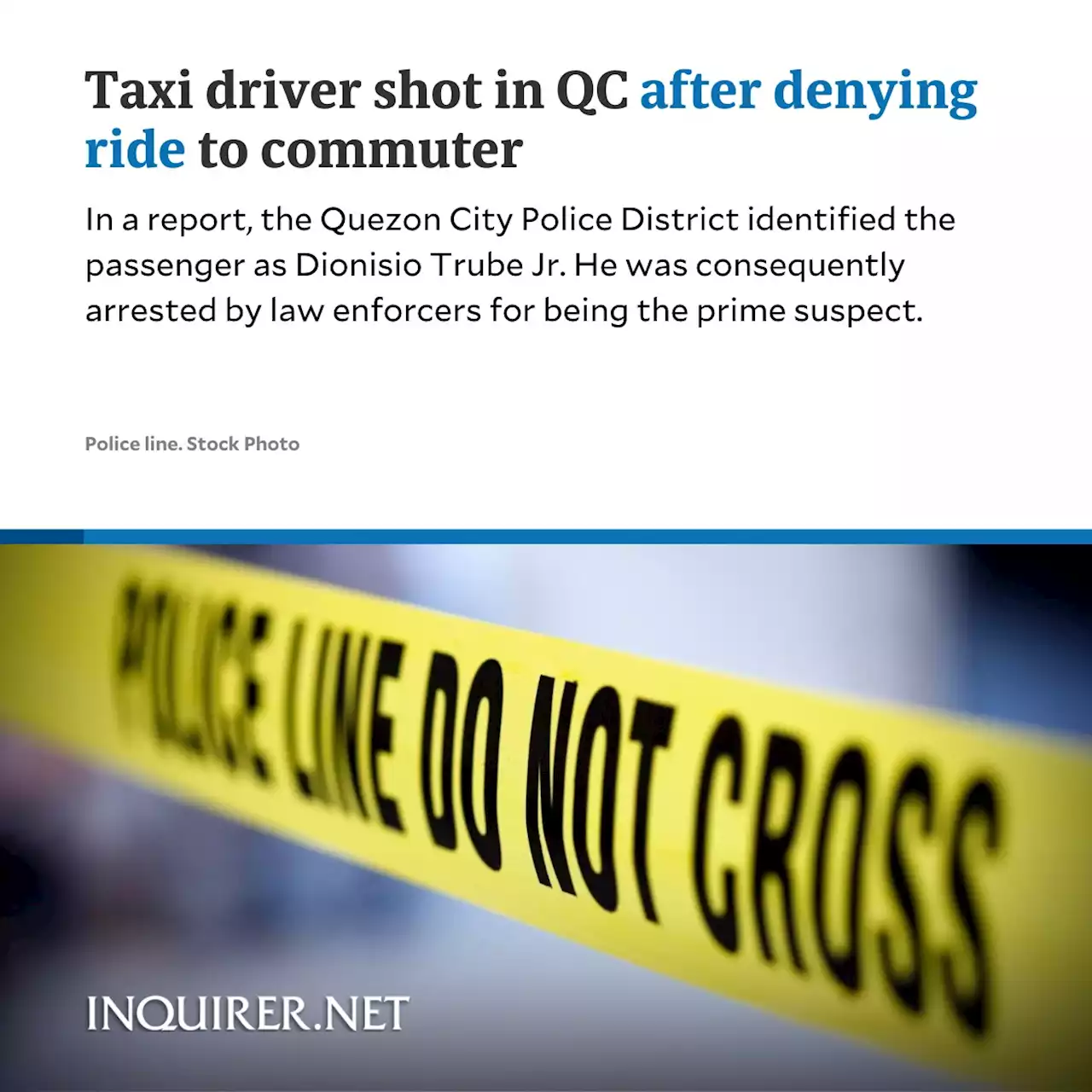 Taxi driver shot in QC after denying ride to commuter