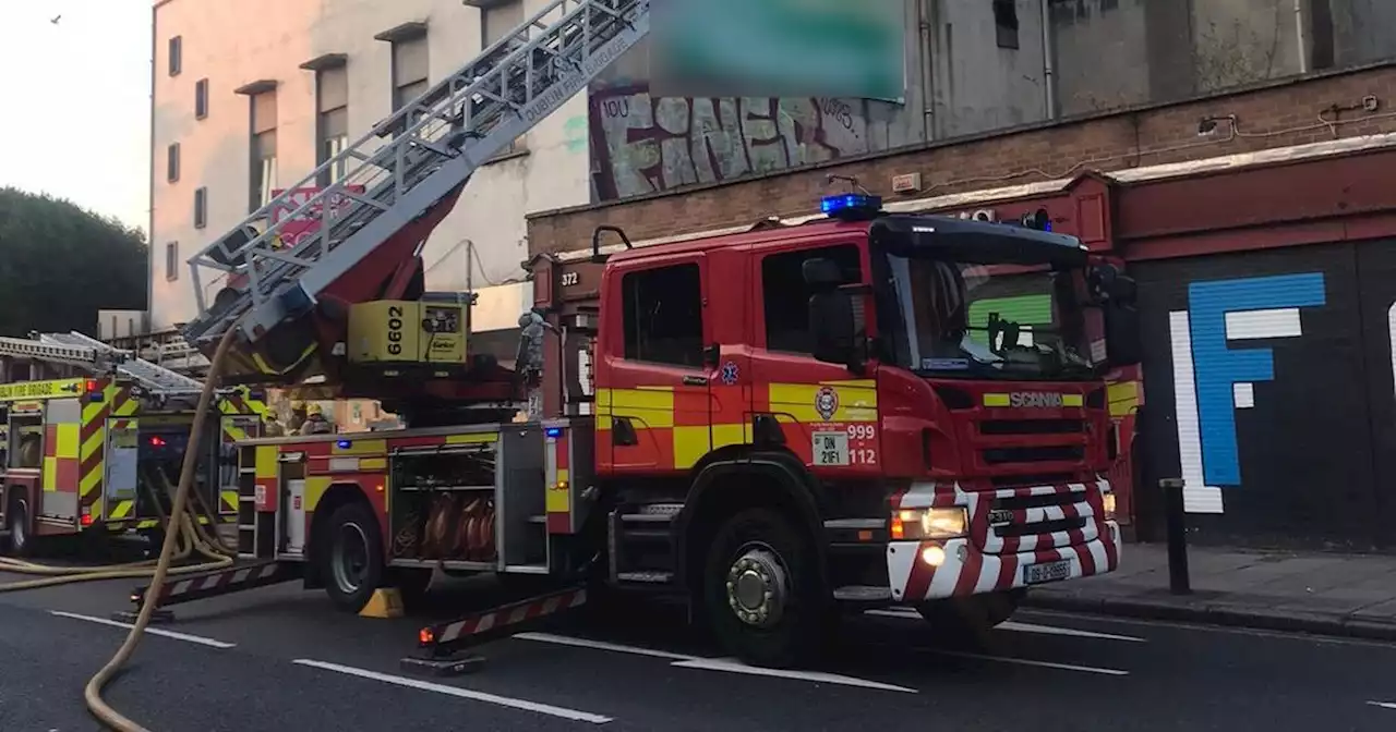 Dublin Fire Brigade attend derelict building fire on busy road in capital city