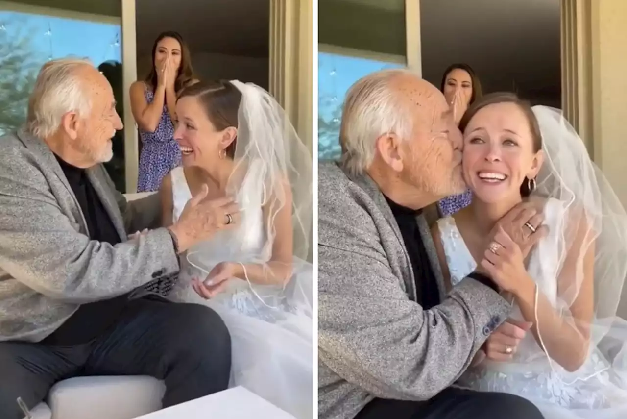 Pai com Alzheimer reconhece filha no dia do casamento: 'Você está tão linda!'; veja vídeo