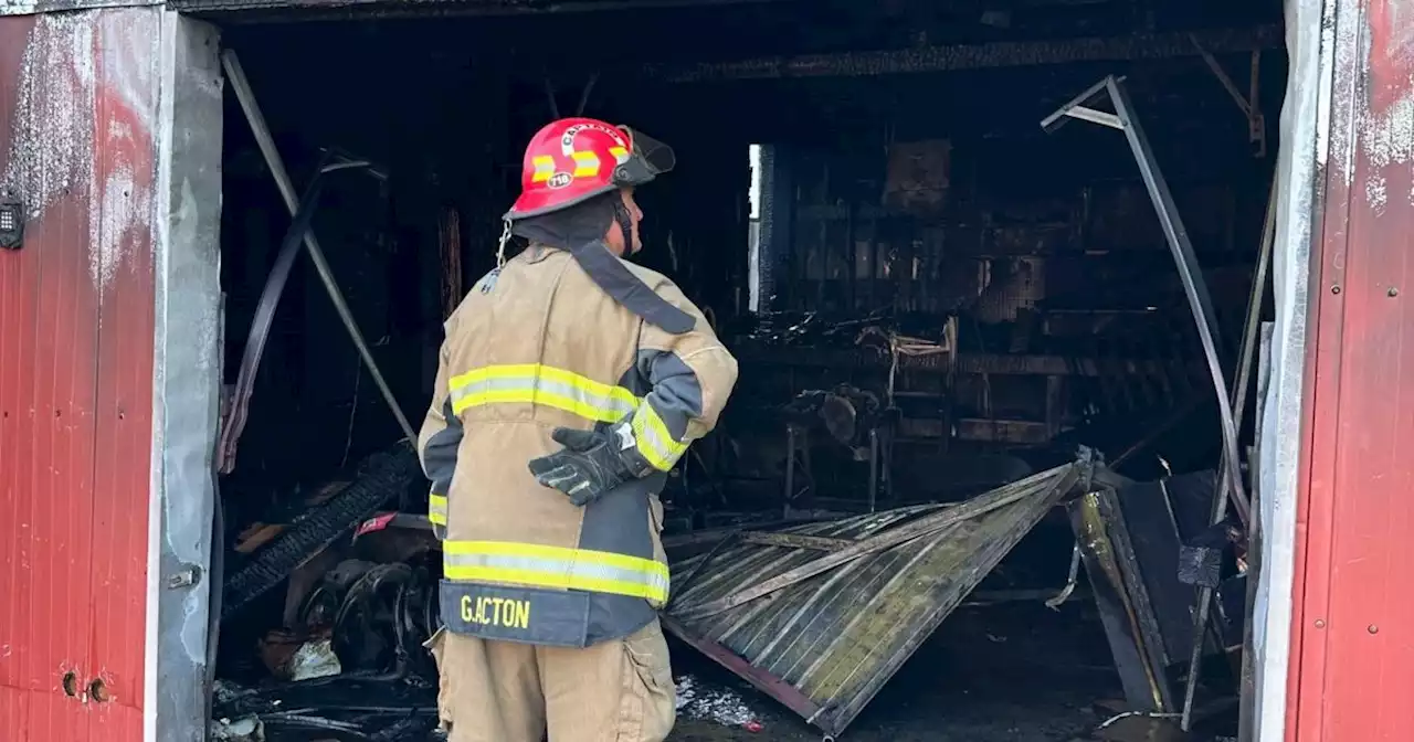 Garage fire in Frankford