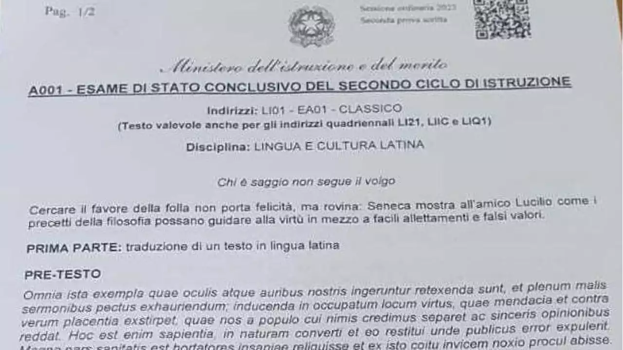 Maturità, la versione di latino dei licei Classici: una delle Epistulae morales di Seneca