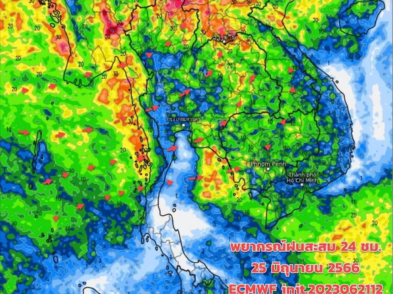 กรมอุตุฯ เผย 24-28 มิ.ย. จะมีฝนตกเพิ่มขึ้นจากมรสุมกำลังแรง