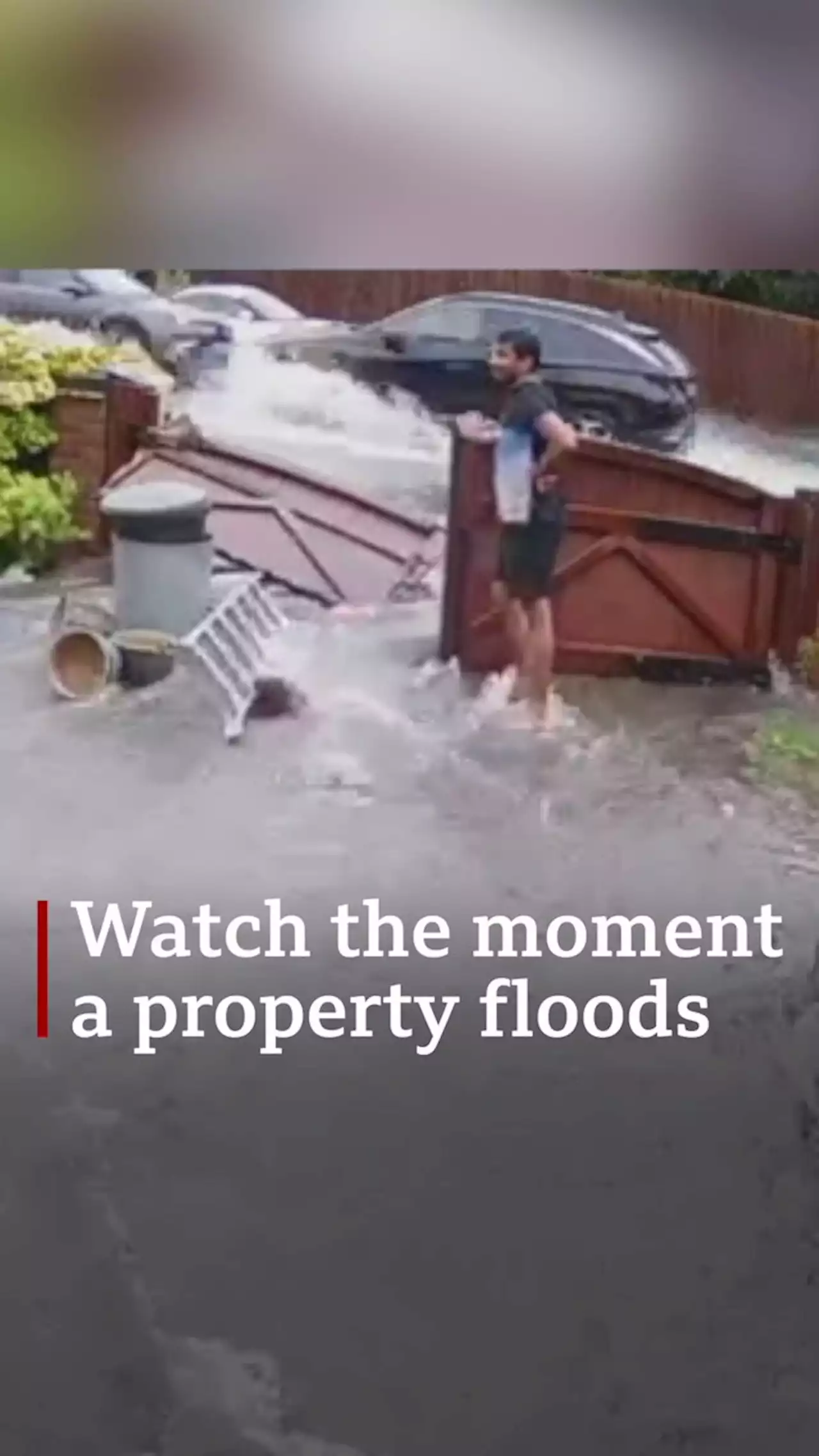 CCTV captures moment flood hits house