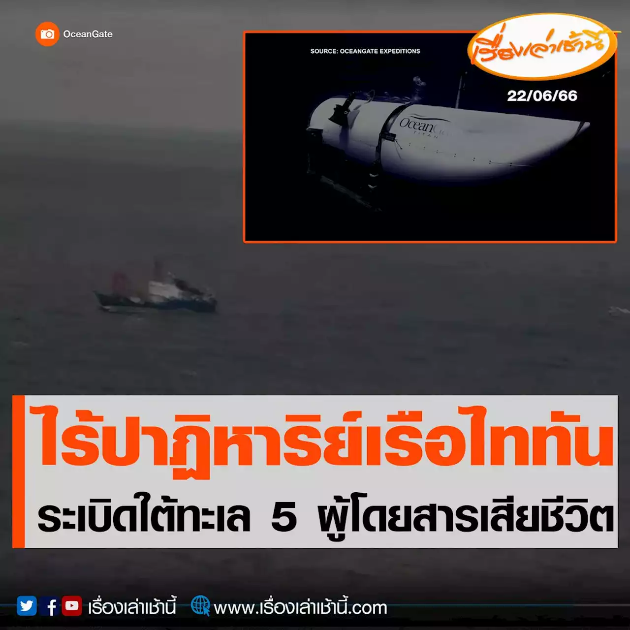 ไร้ปาฏิหาริย์ เรือดำน้ำไททันถูกแรงบีบอัดจนระเบิด-ผู้โดยสาร 5 รายเสียชีวิต