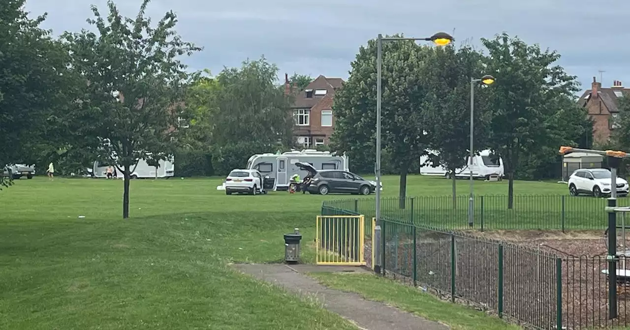 Several caravans seen pitching up at Nottinghamshire park