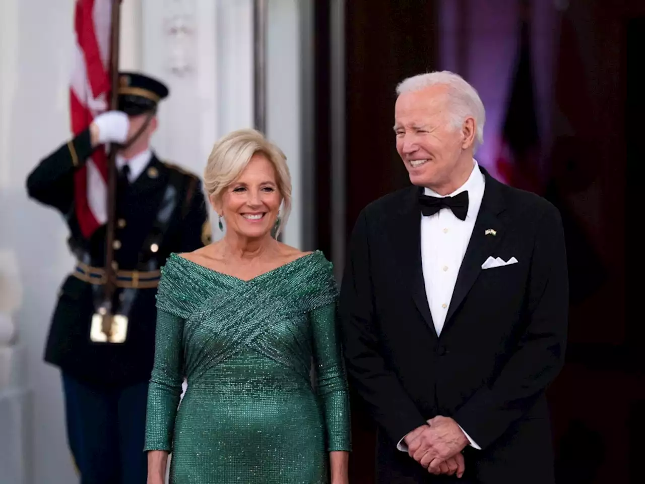 Jill Biden Sparkled From Every Angle in This Breathtaking Ralph Lauren Green Gown