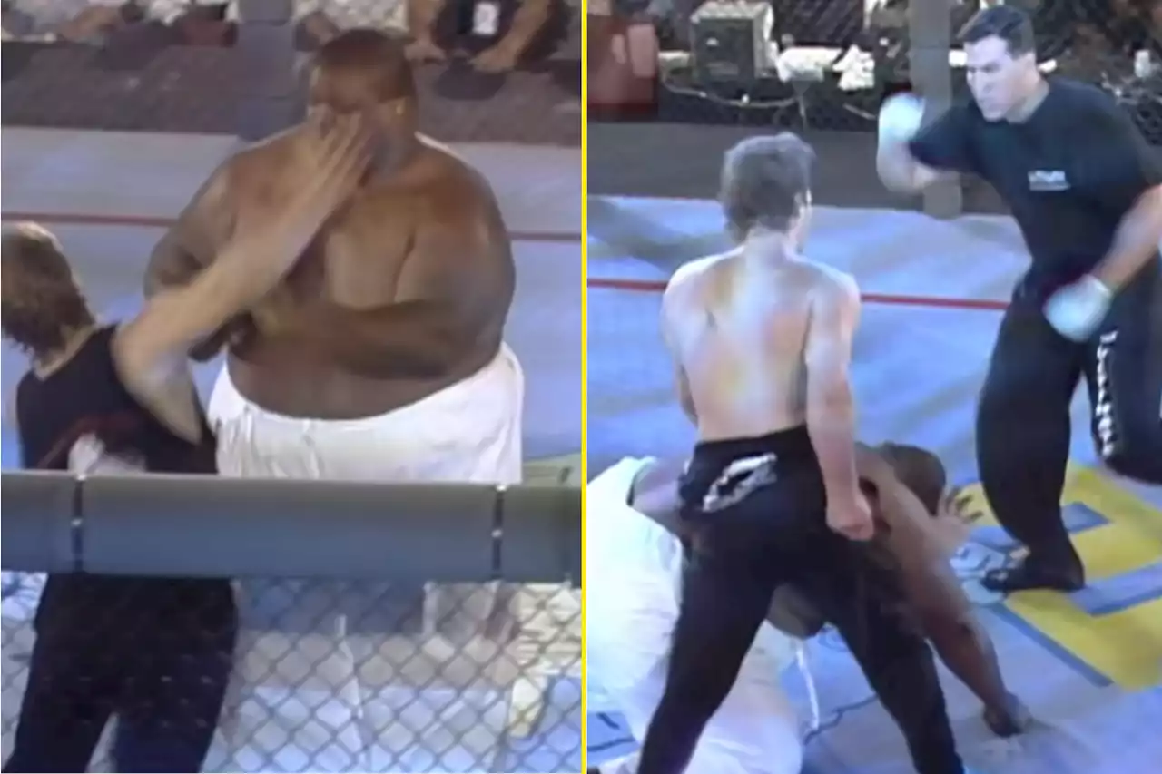 Watch 44 stone sumo wrestler get knocked out by opponent one-third his size during craziest fight in UFC history