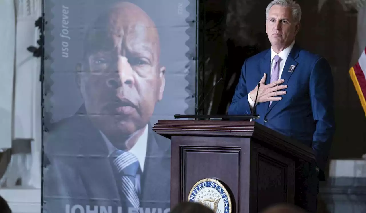 Stamp of civil rights icon John Lewis unveiled in ceremony at the U.S. Capitol